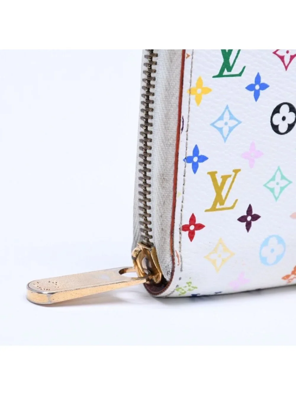 Louis Vuitton Monogram Multicolor Zippy Wallet Takashi Murakami Gold White